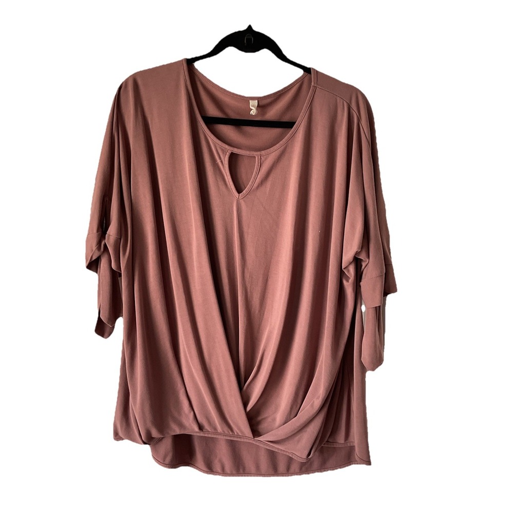 Wishlist M Mauve Twist Front Keyhole Neck Dolman Sleeve Top